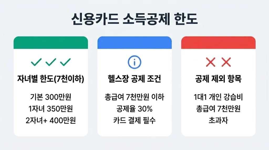 신용카드 소득공제 한도 변경과 헬스장 공제 조건 비교